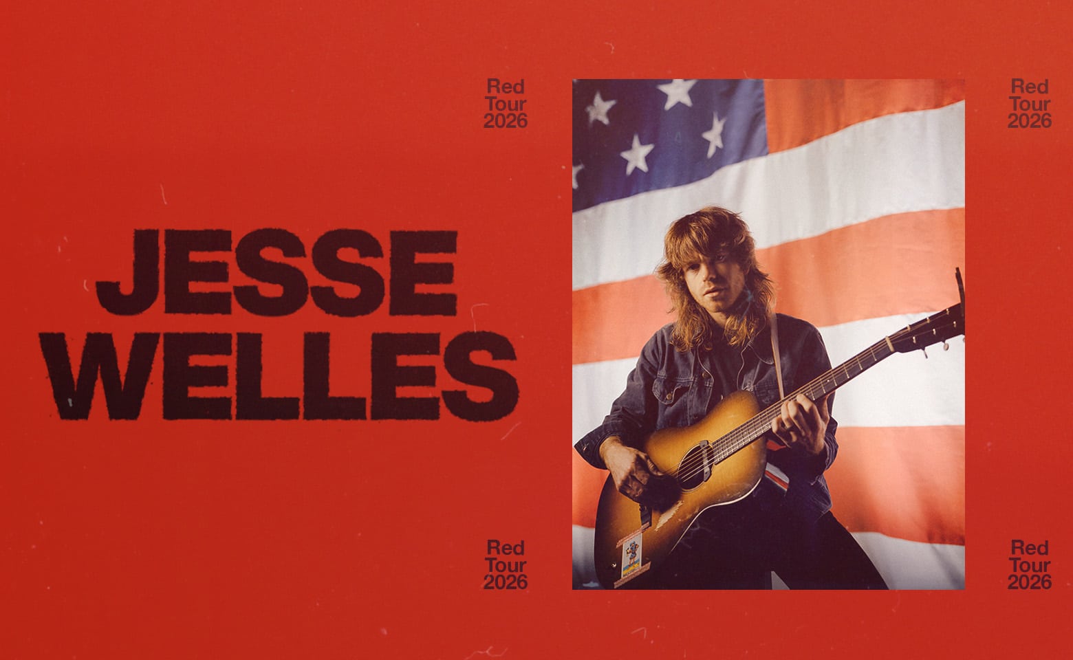 Jesse Welles Red Tour 2026 artwork from The Rooftop at Pier 17