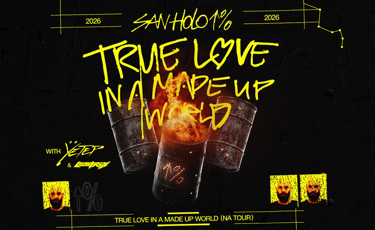 San Holo TRUE LOVE IN A MADE UP WORLD Fall North America Tour artwork from The Rooftop at Pier 17